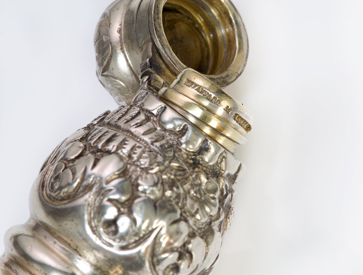 Antique Tiffany & Co. Repousse Sterling Perfume/Flask Bottle