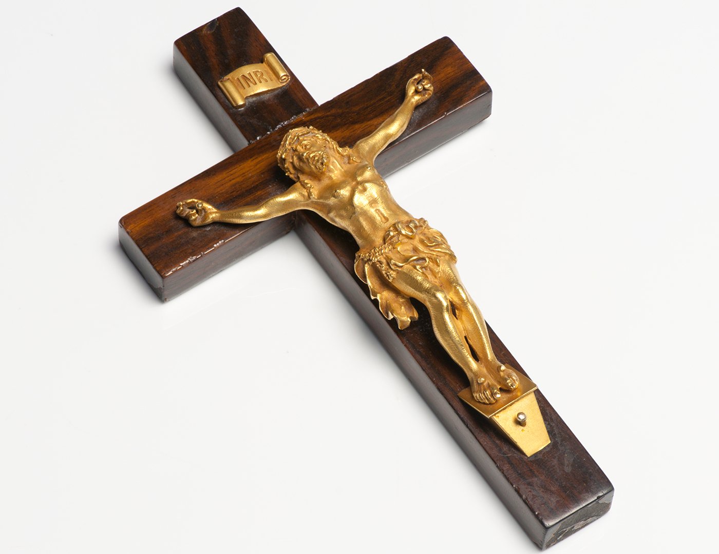 Antique Tiffany & Co. Wood and Gold Jesus Cross - DSF Antique Jewelry