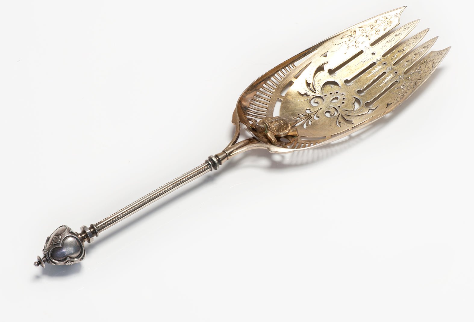Antique Unusual Silver Gilt Server with Turtle