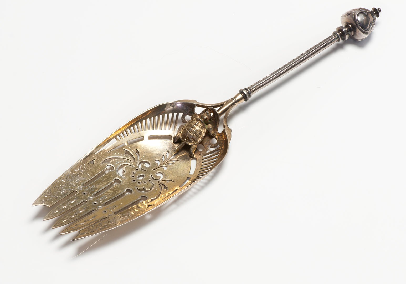 Antique Unusual Silver Gilt Server with Turtle