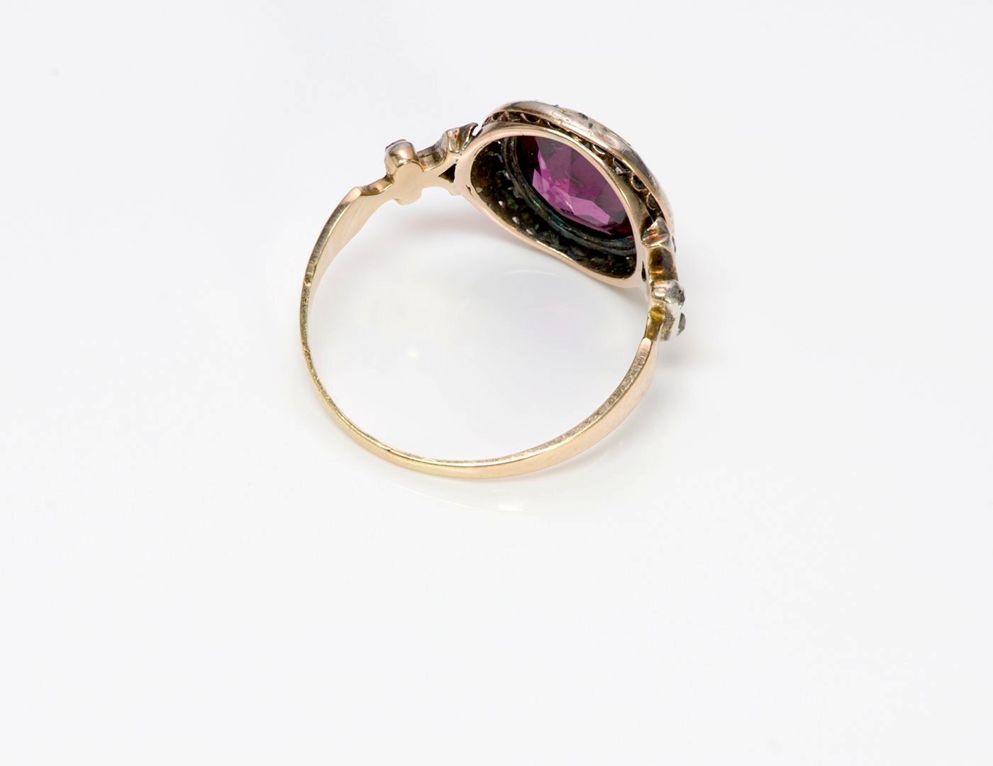 Antique Victorian Almandine Garnet Diamond Gold Ring - DSF Antique Jewelry