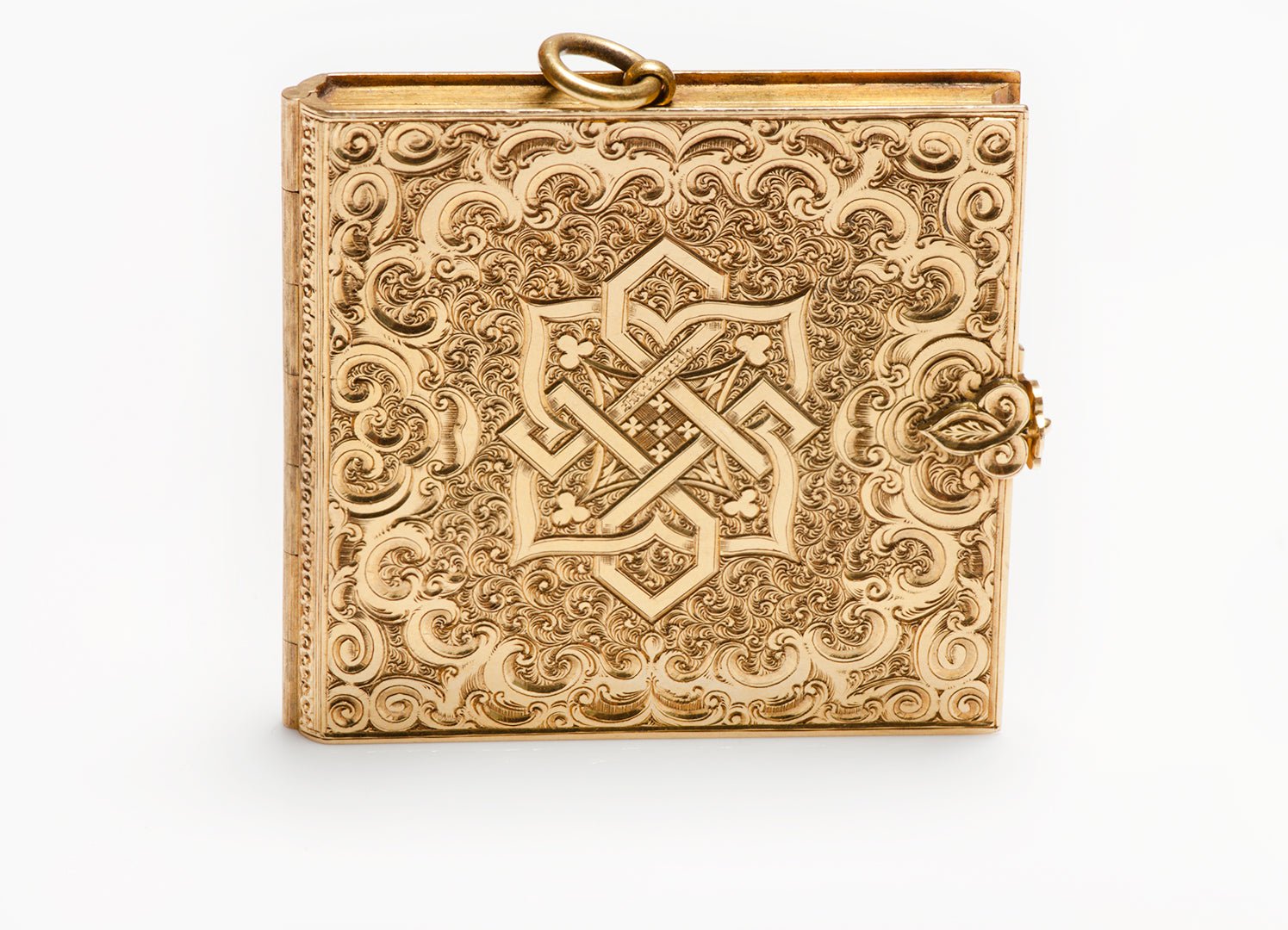 Antique Victorian Engraved Mizpah Yellow Gold Book Locket Pendant