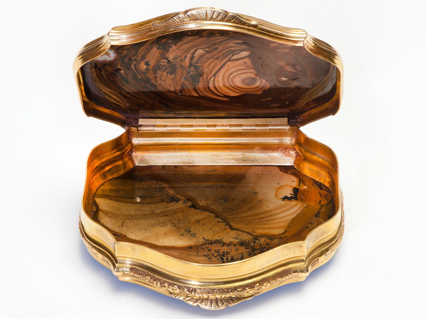 Antique Victorian Gold Agate Snuff Box