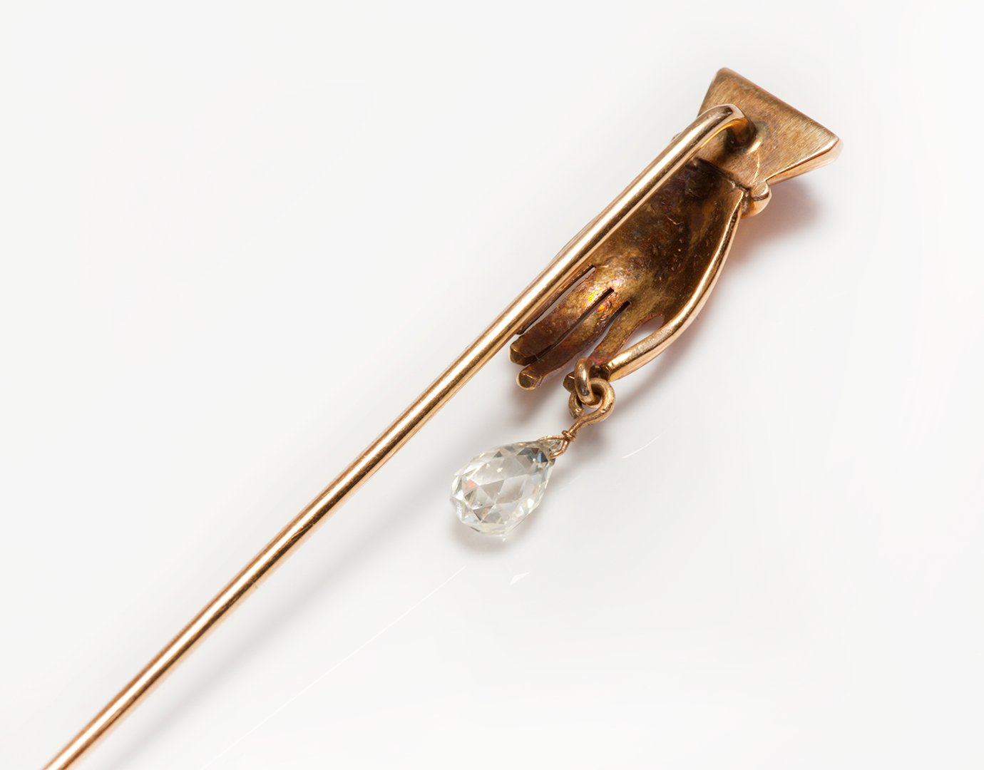 Antique Victorian Gold Briolette Diamond Stick Pin