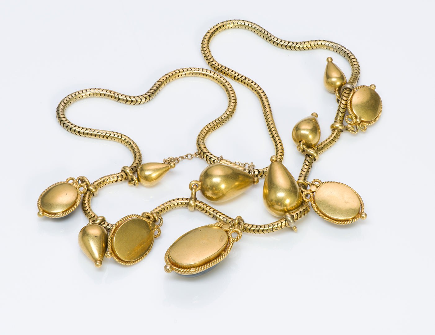 Antique Victorian Gold Cabochon Garnet Necklace