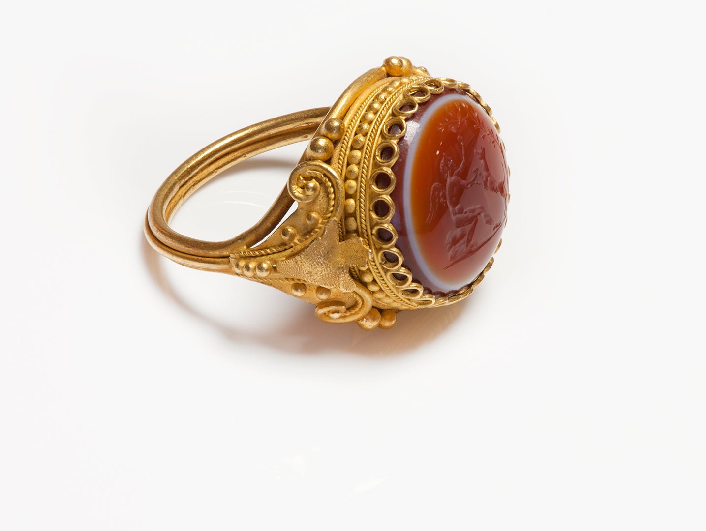 Antique Victorian Gold Carnelian Intaglio Ring - DSF Antique Jewelry