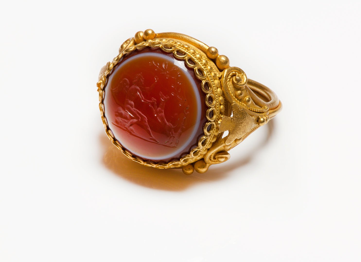 Antique Victorian Gold Carnelian Intaglio Ring - DSF Antique Jewelry