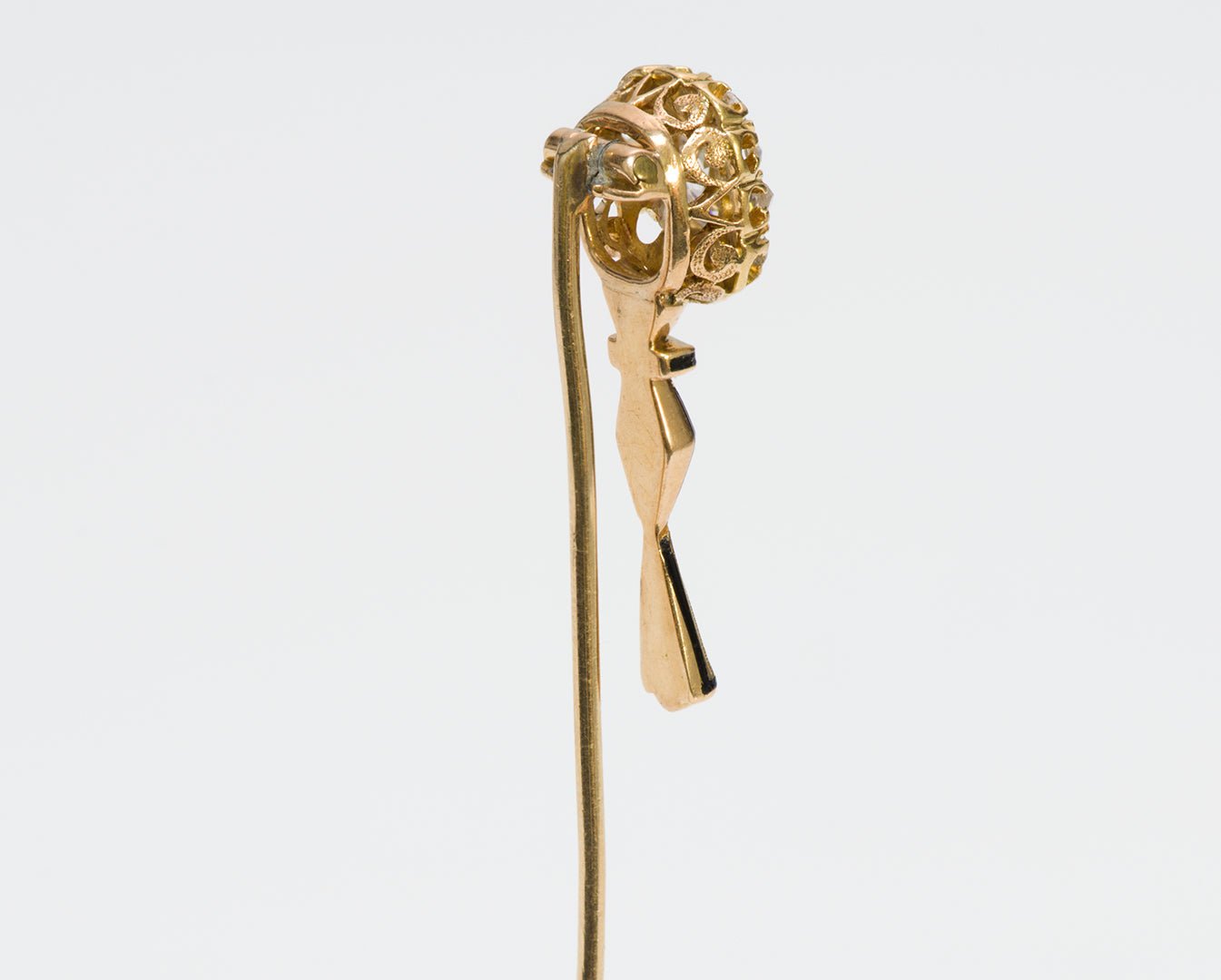 Antique Victorian Gold Diamond Enamel "Mirror" Stickpin