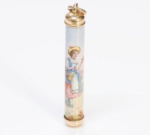 Antique Victorian Gold Enamel Mechanical Telescopic Pencil