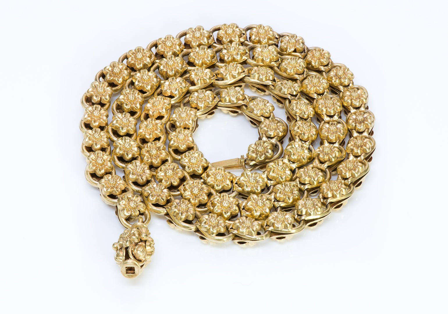 Antique Victorian Gold Flower Chain Necklace