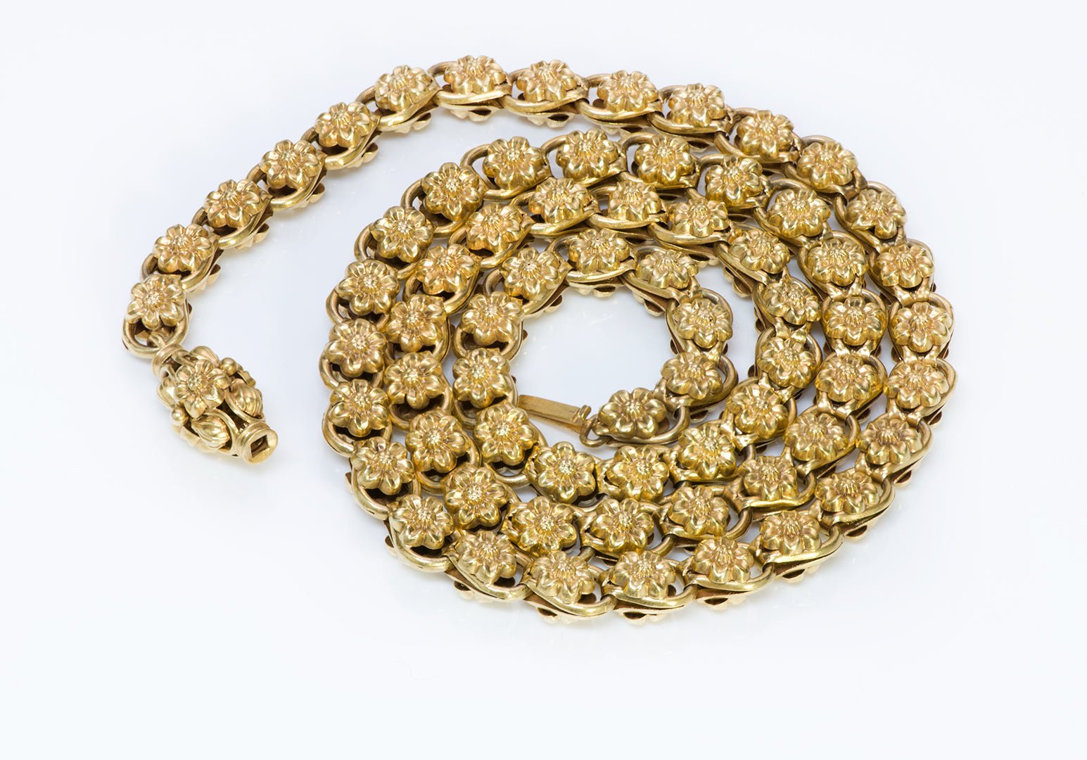 Antique Victorian Gold Flower Chain Necklace
