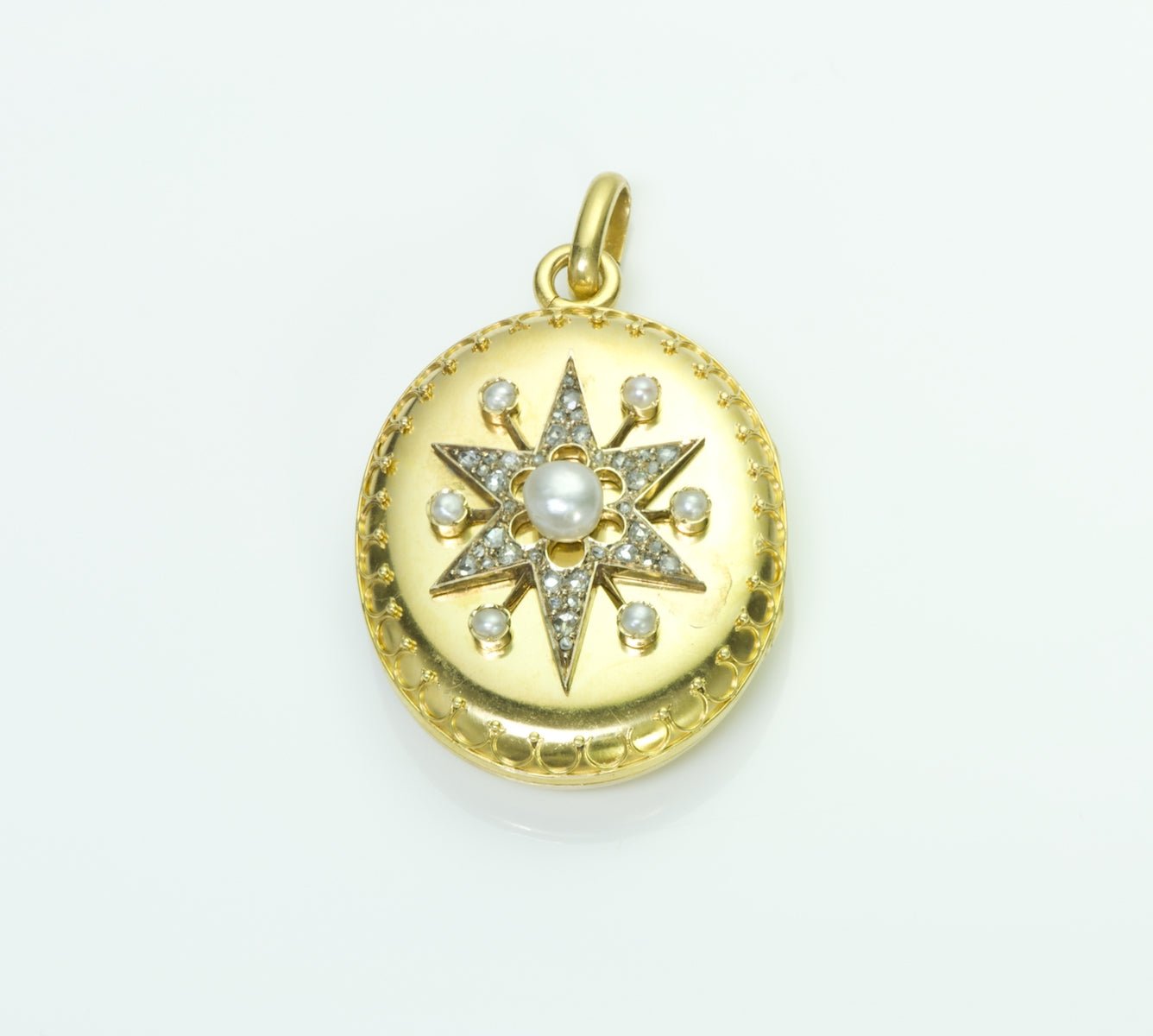 Antique Victorian Gold Pearl Diamond Locket Pendant - DSF Antique Jewelry