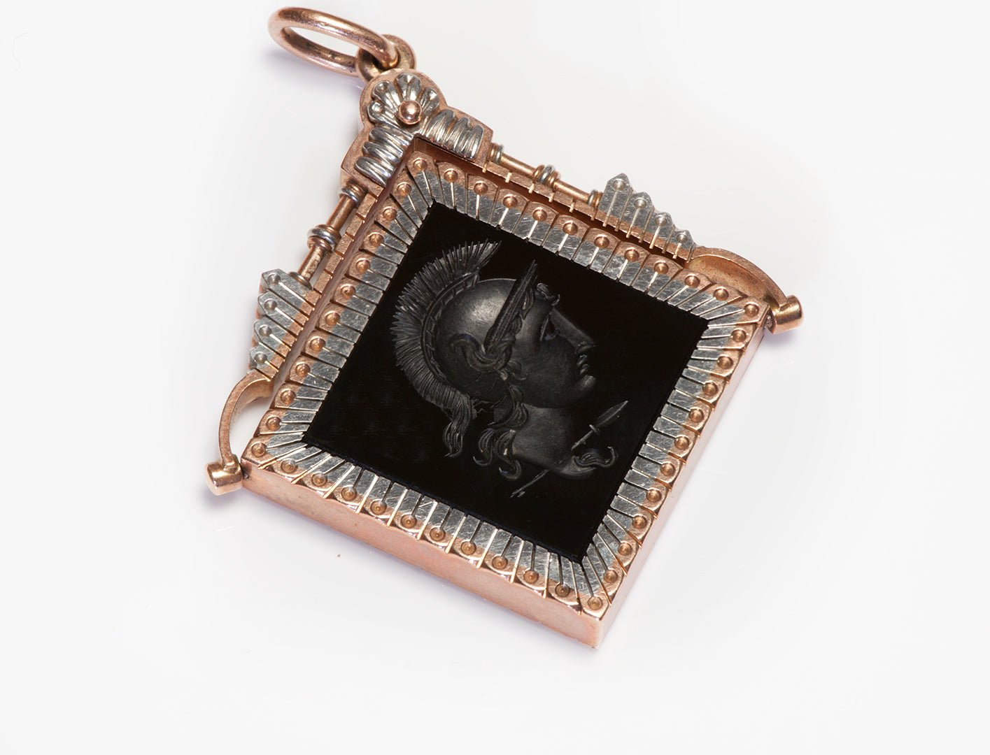 Antique Victorian Gold Platinum Sardonyx Intaglio Watch Fob/Pendant - DSF Antique Jewelry
