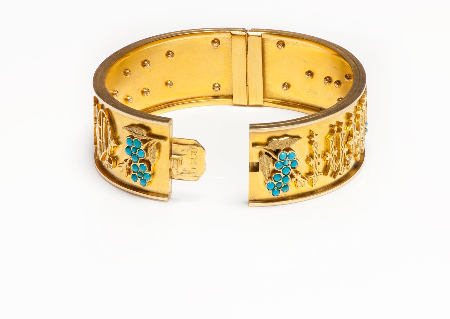 Antique Victorian Gold Turquoise Bangle-Bracelet