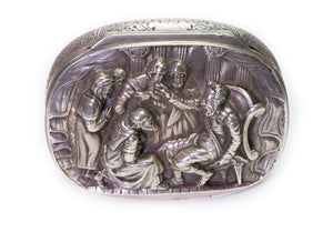 Antique Victorian High Relief Silver Snuff Box by Edward Farrell