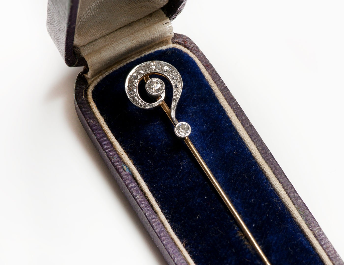 Antique Victorian Old Mine Cut Diamond Gold Question Mark Stick Pin