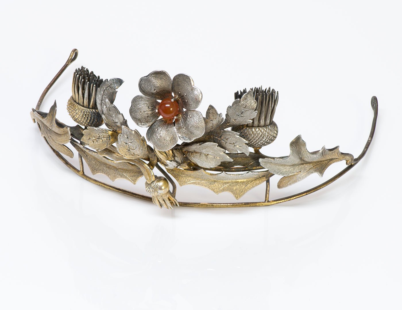 Antique Victorian Silver Carnelian Tiara - DSF Antique Jewelry