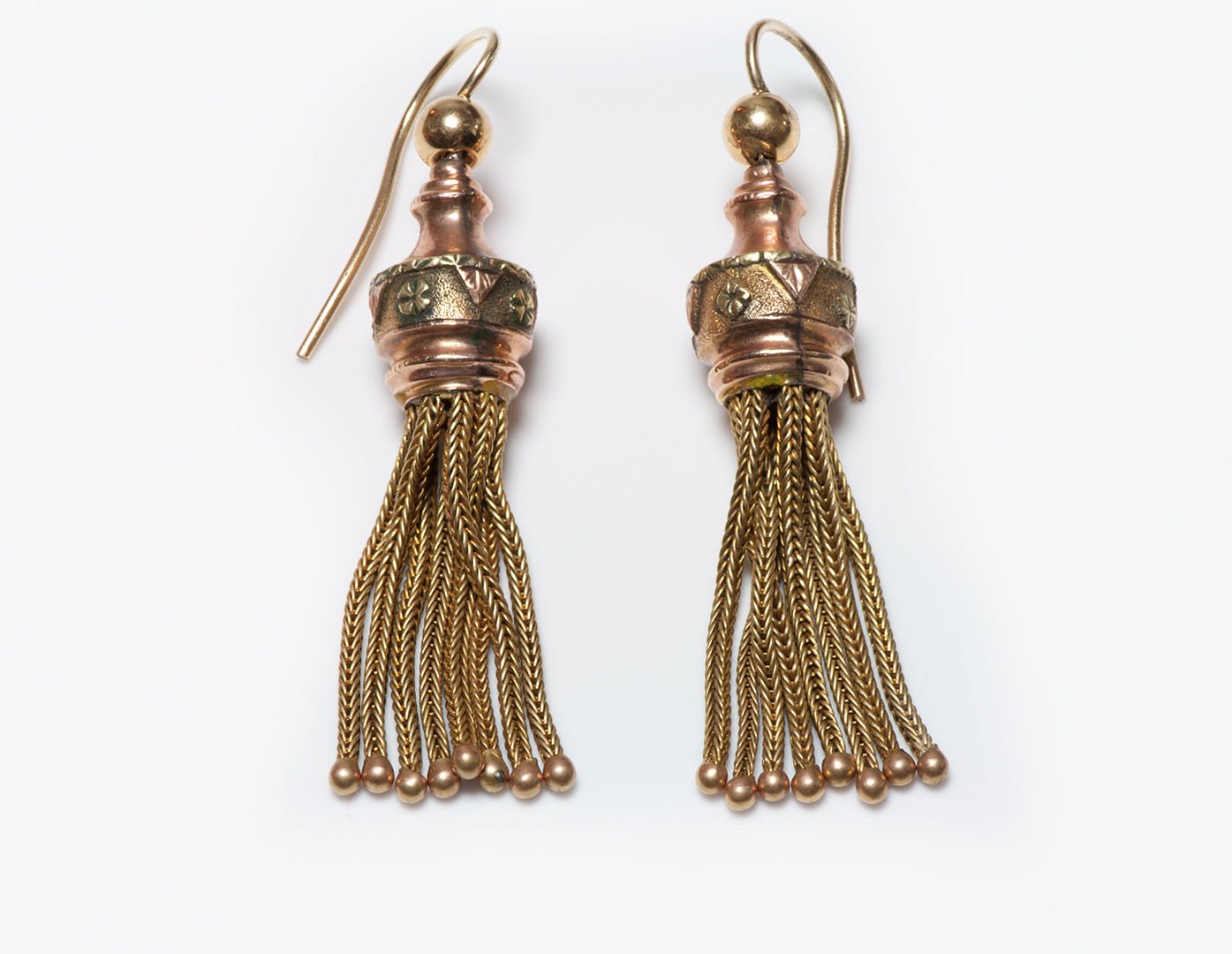 Antique Victorian Yellow Gold Tassel Earrings - DSF Antique Jewelry
