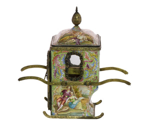 Antique Viennese Enamel Miniature Sedan Chair