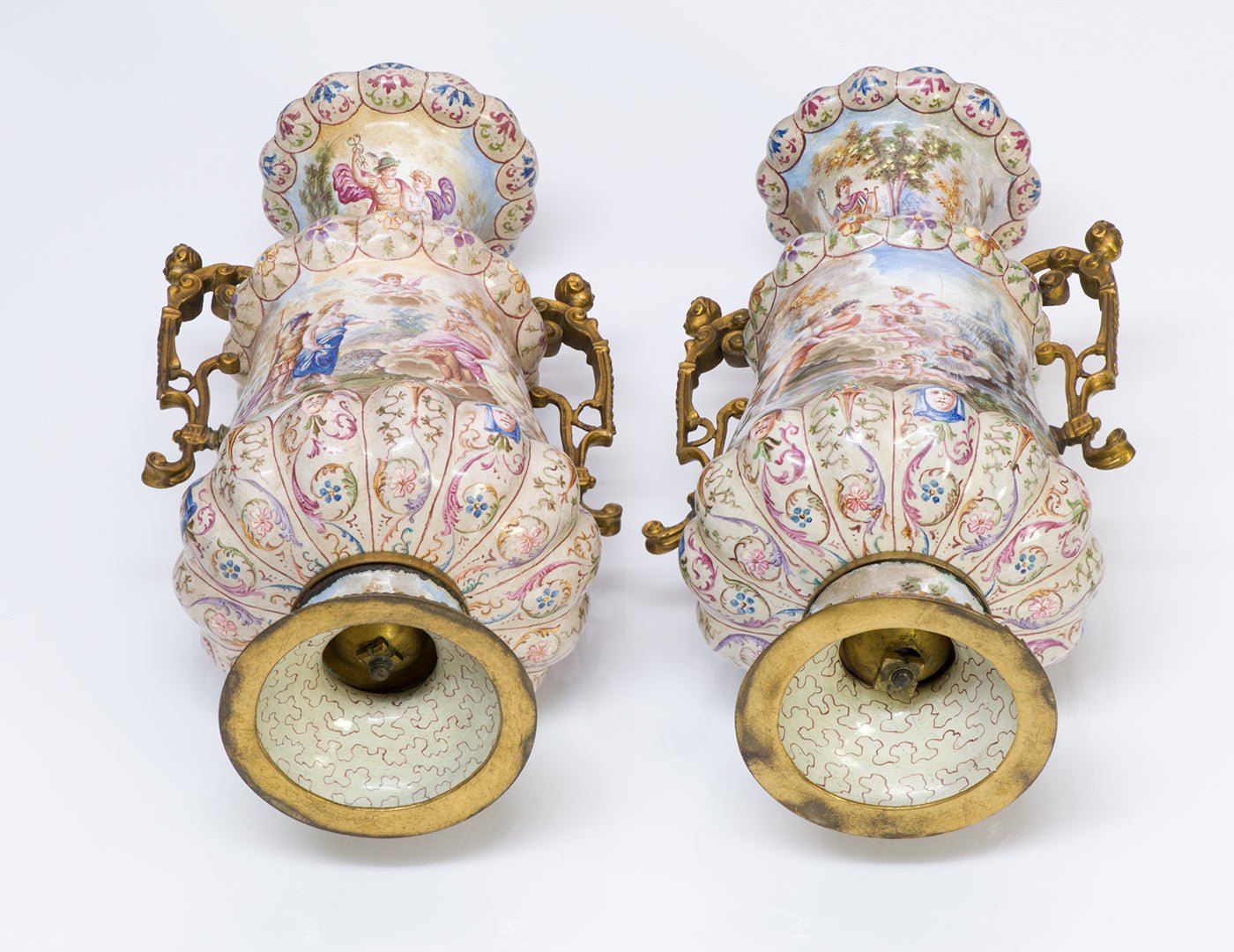 Antique Viennese Enamel Vases