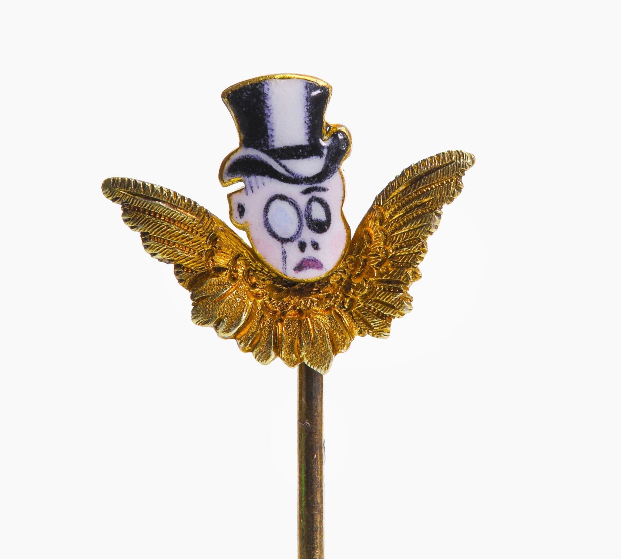 Antique Whimsical Gold Enamel Stick Pin