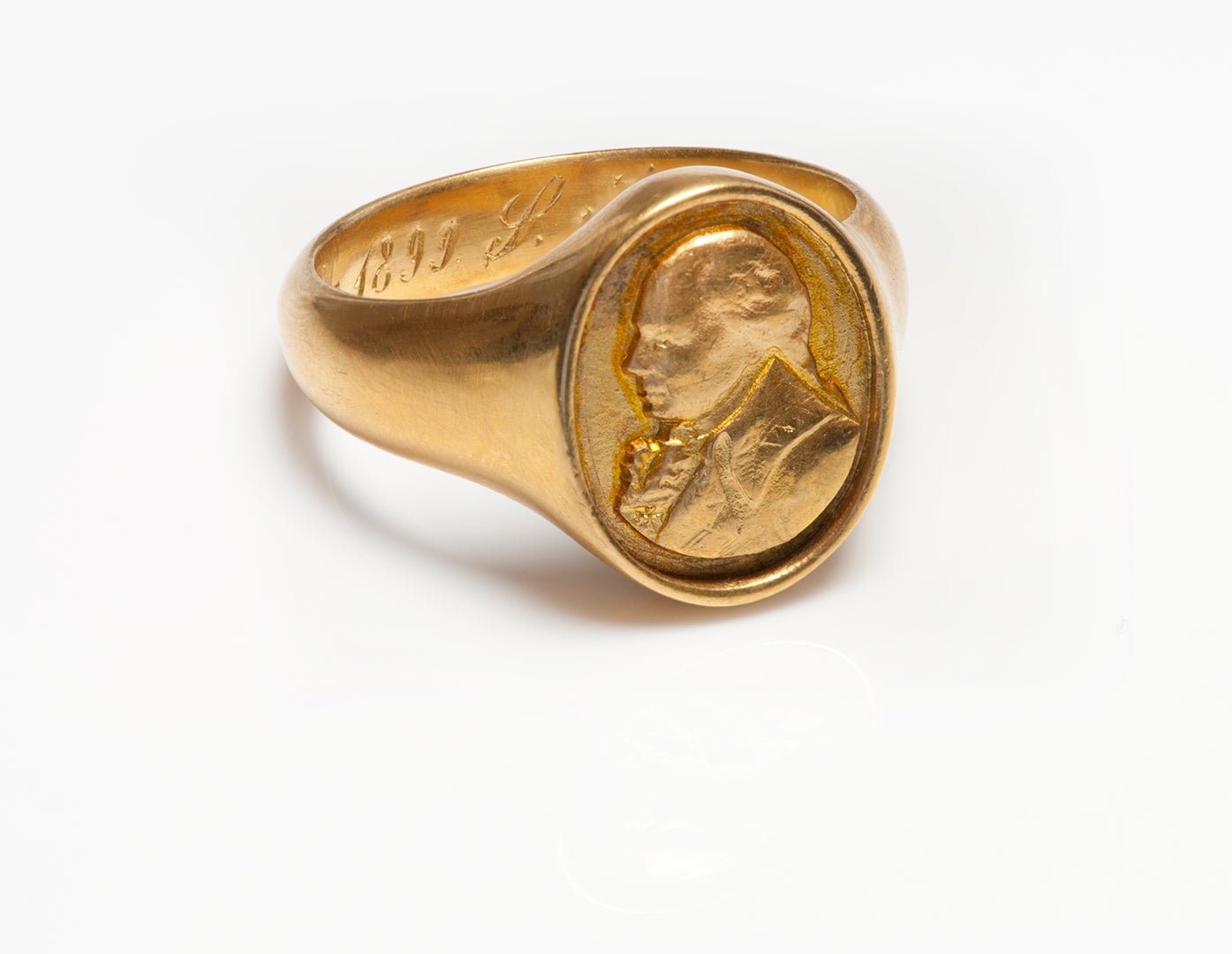 Antique Yellow Gold Bust Men's Ring - DSF Antique Jewelry