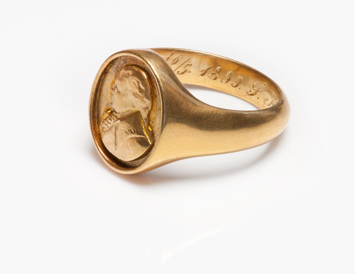 Antique Yellow Gold Bust Men's Ring