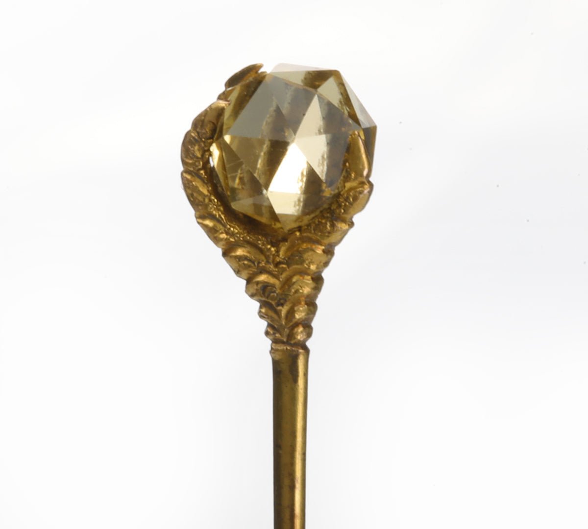 Antique Yellow Gold Claw Citrine Stick Pin