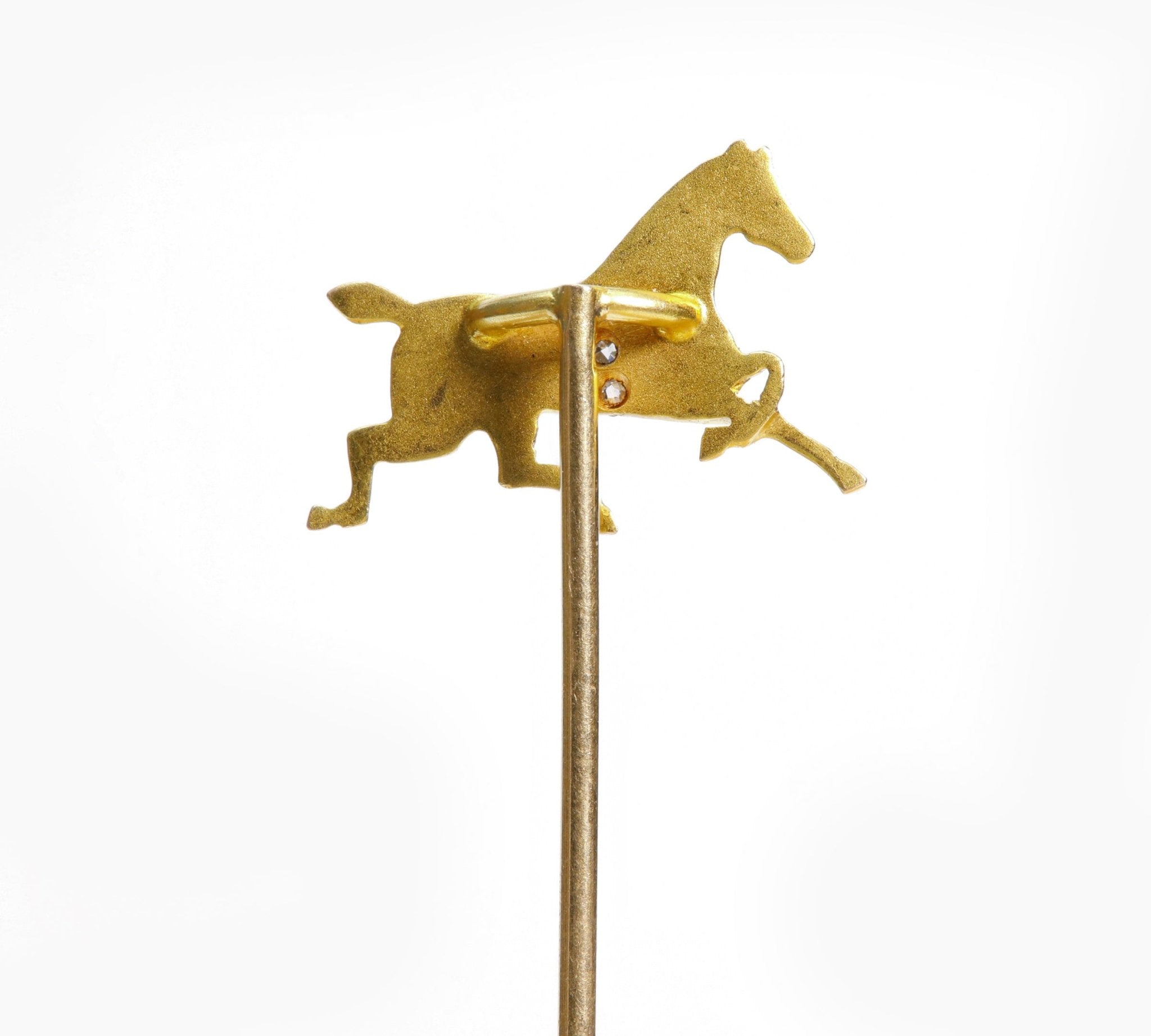 Antique Yellow Gold Diamond Horse Stick Pin - DSF Antique Jewelry