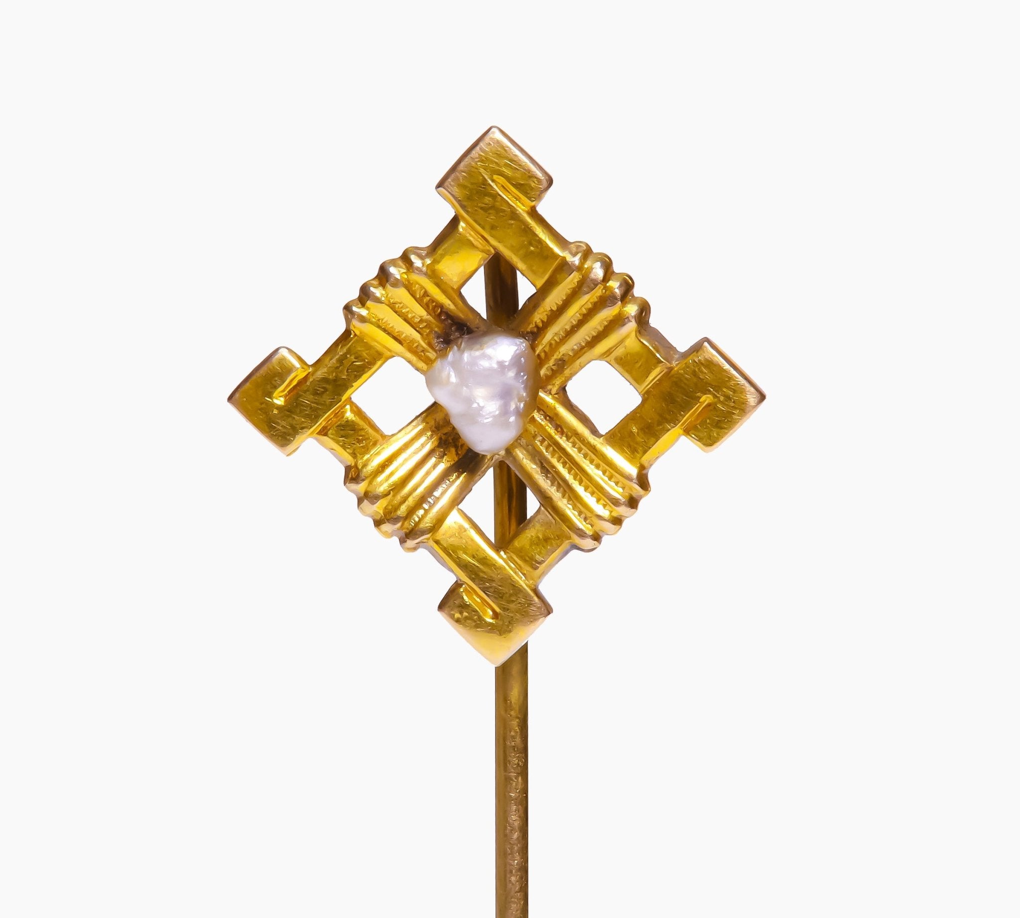 Antique Yellow Gold Freshwater Pearl Stick Pin
