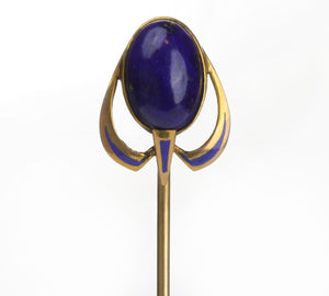 Antique Yellow Gold Lapis Enamel Stick Pin