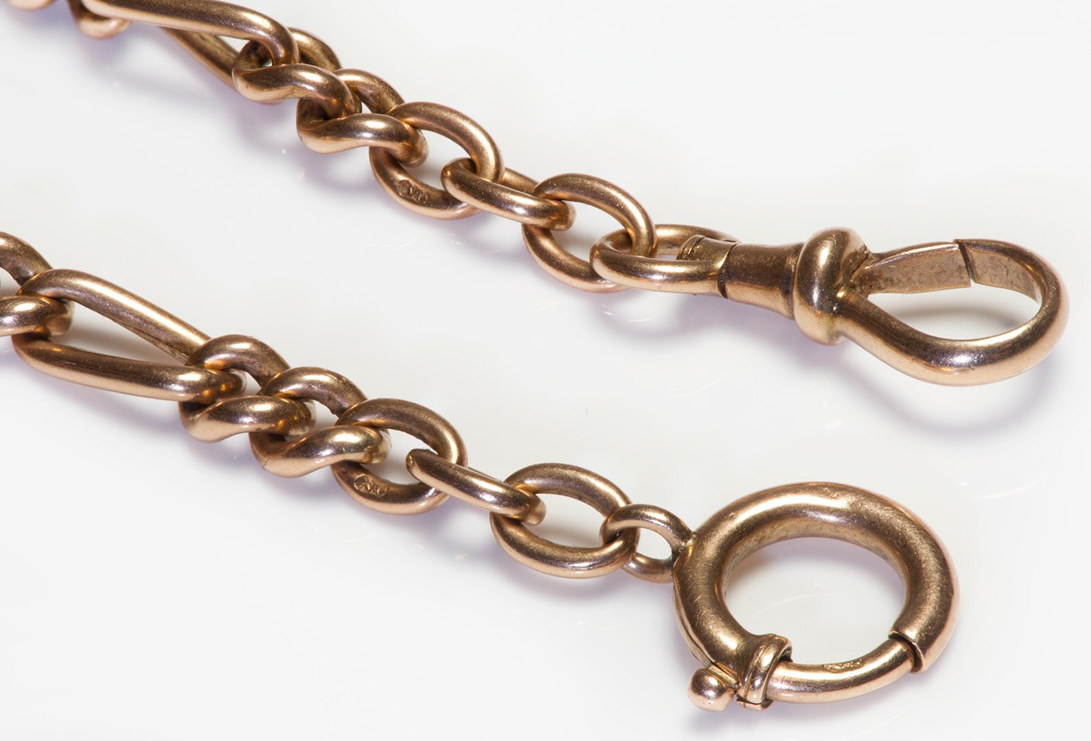 Antique Yellow Gold Link Watch Chain - DSF Antique Jewelry