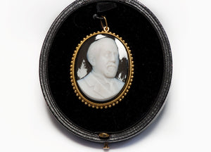 Antique Yellow Gold Man Carved Cameo Pendant