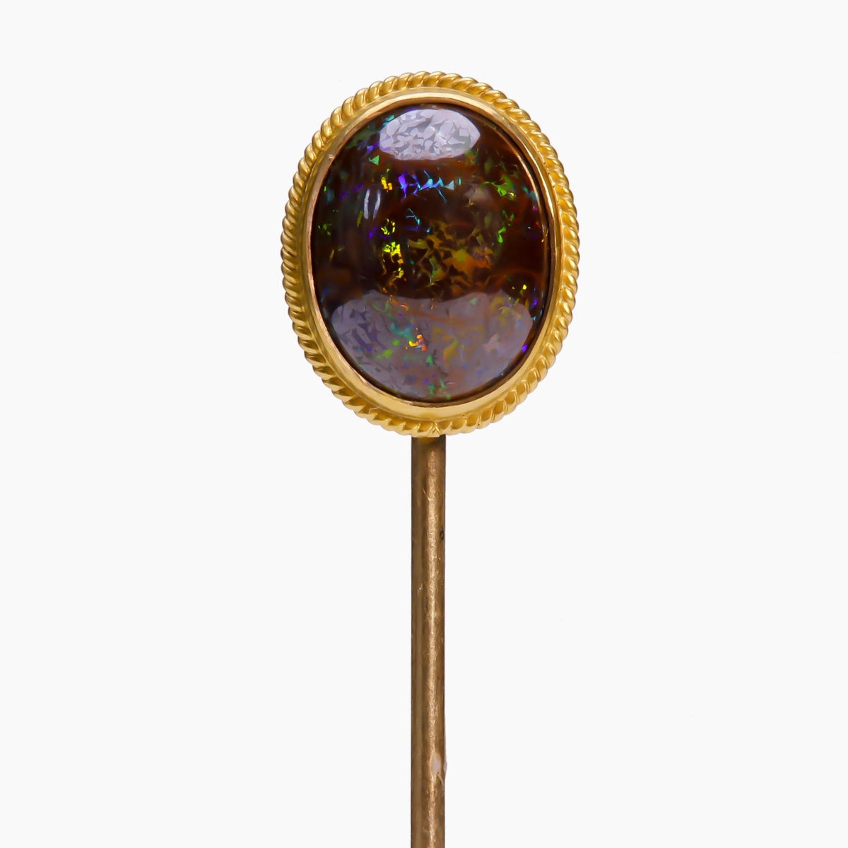 Antique Yellow Gold Opal Stick Pin display picture 3