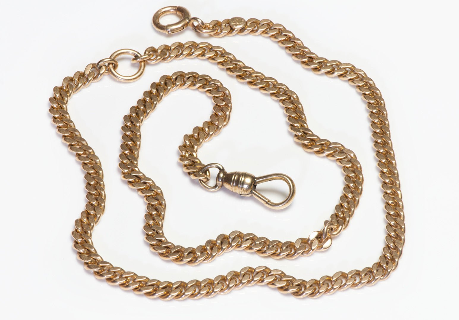 Antique Yellow Gold Pressed Link Watch Chain
