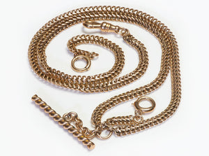 Antique Yellow Gold Watch Fob Chain and Bar