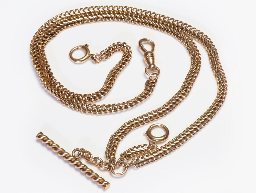 Antique Yellow Gold Watch Fob Chain and Bar