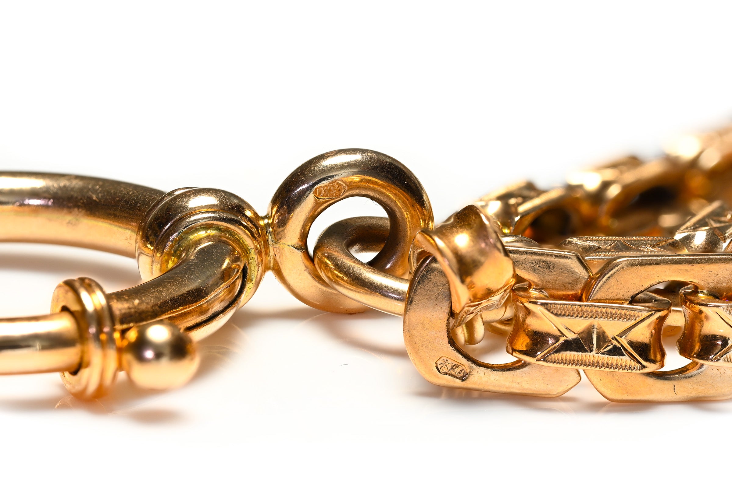 Antique 14K Gold Austrian Pocket Watch Chain with Swivel Clasp