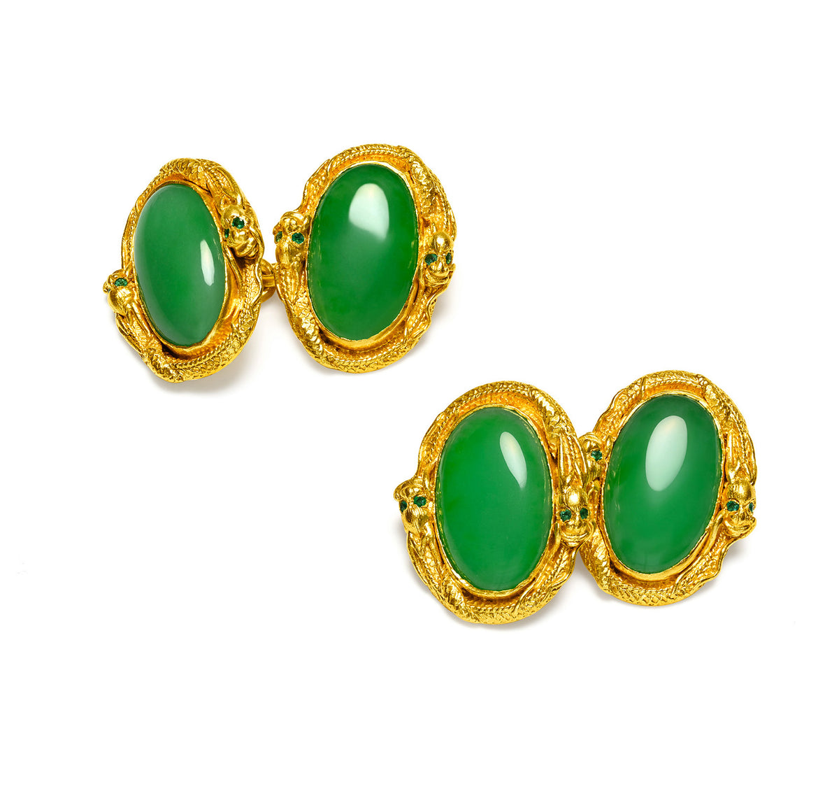 Bailey Banks & Biddle Jade Cufflinks 24k gold