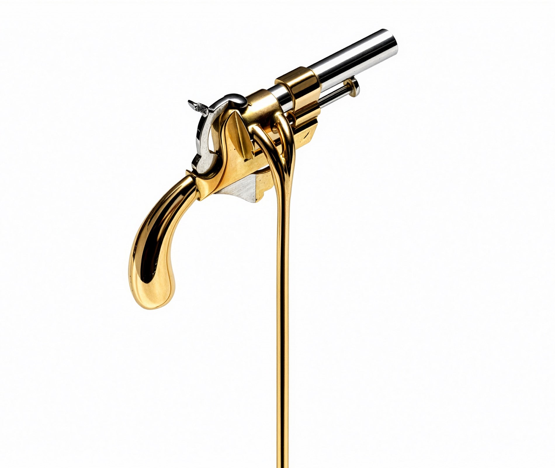 Antique Gold Miniature Revolver Stick Pin, Finely Detailed Design