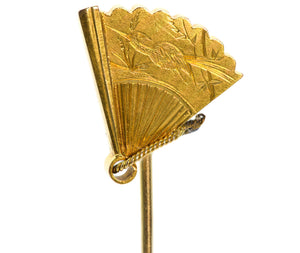 Antique Victorian Fan Stick Pin – 14K Yellow Gold