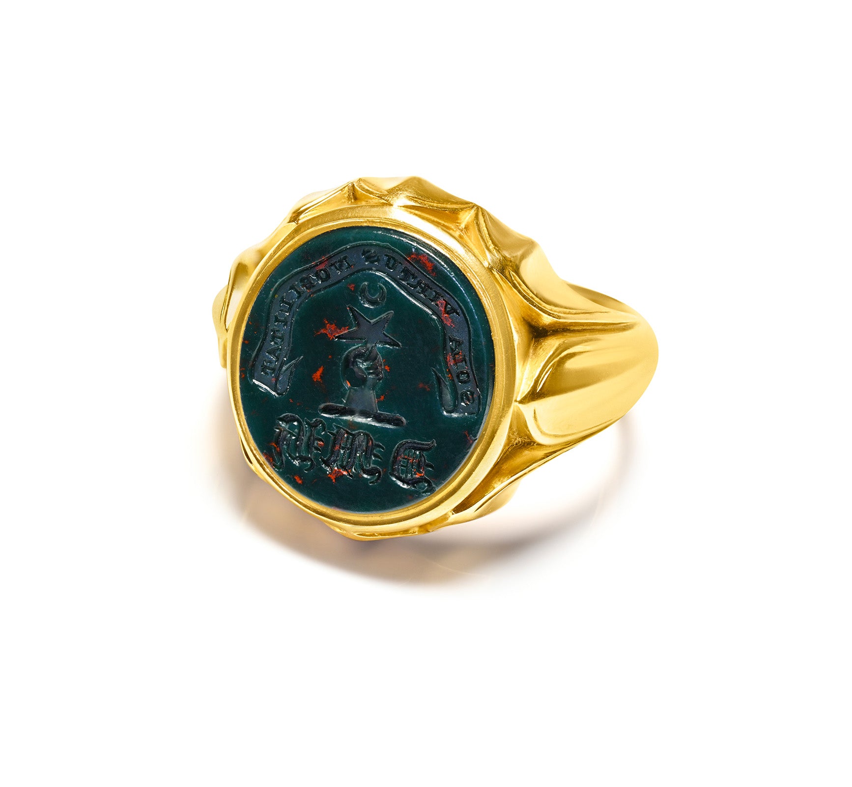 Antique Gold Crest Men's Ring 