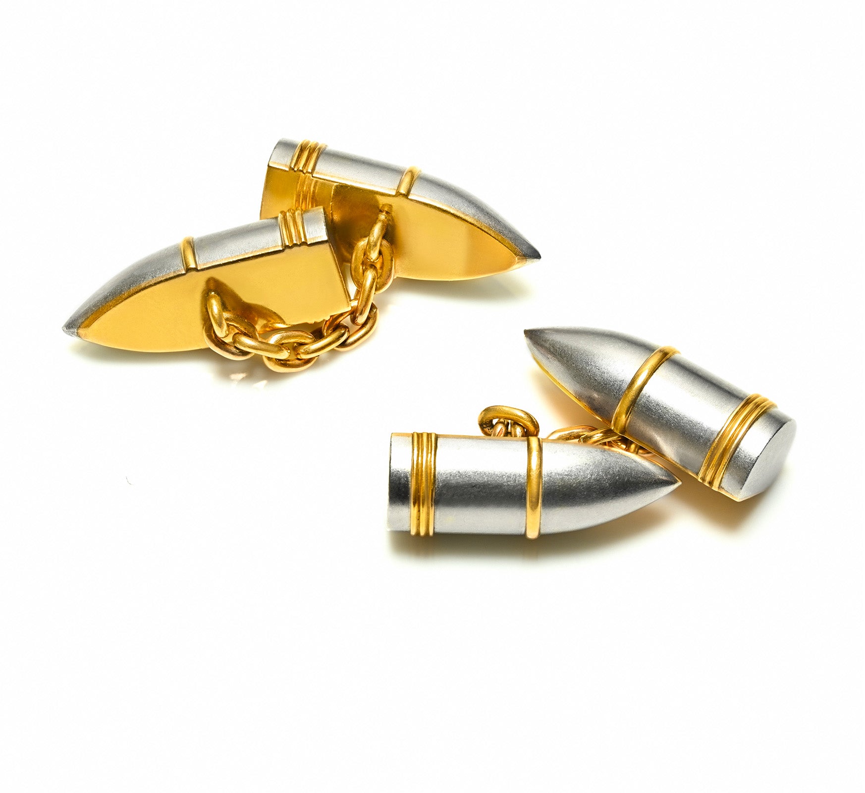 Antique Gold Platinum Bullet Cufflinks