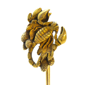 Victorian Gold Scorpion Stick Pin – Foliage and Pine Cone Motif
