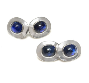 Antique Platinum Double-Sided Cabochon Sapphire Cufflinks