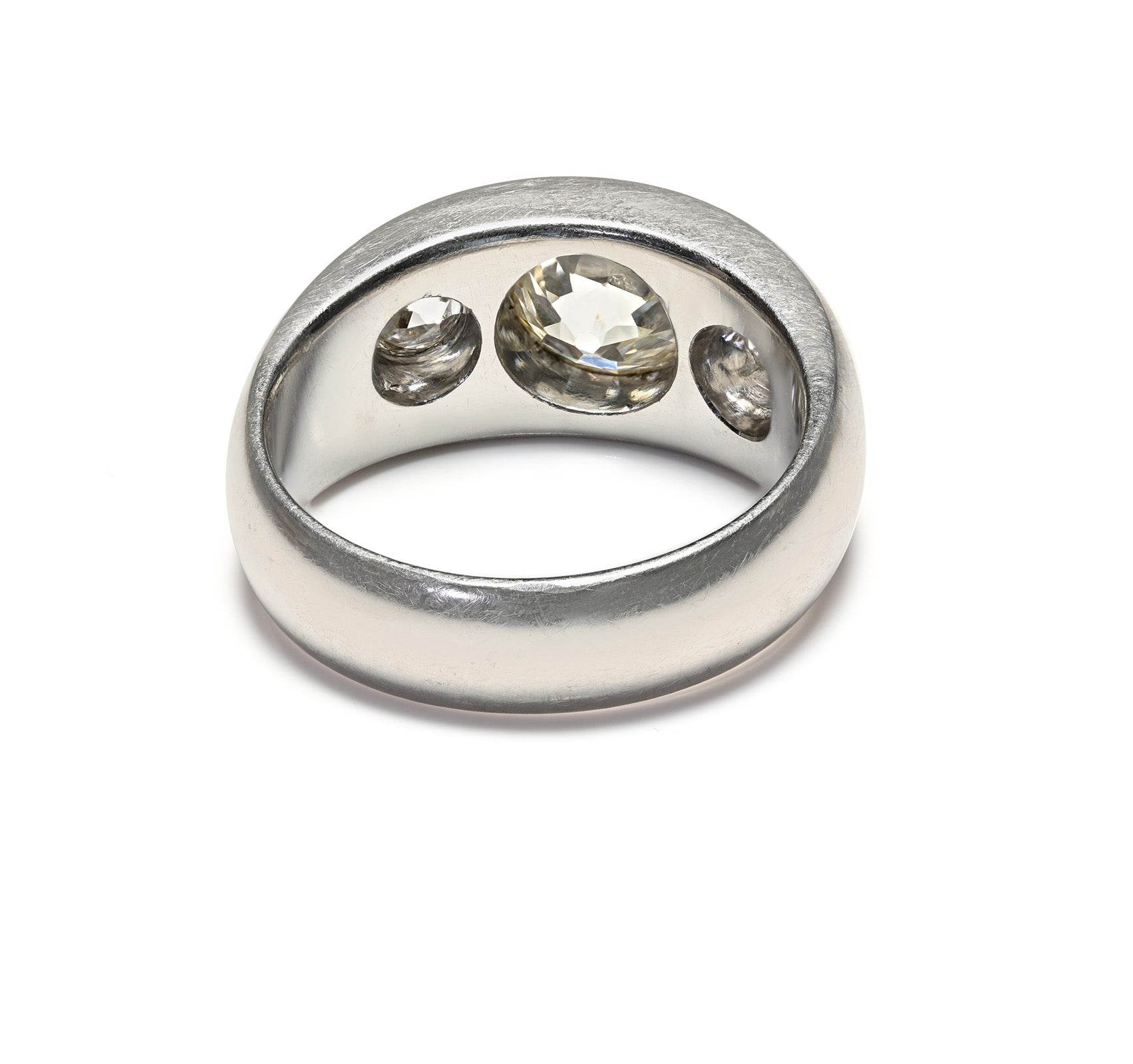 Platinum 3 Mine Cut Diamond Gipsy Men's Ring 