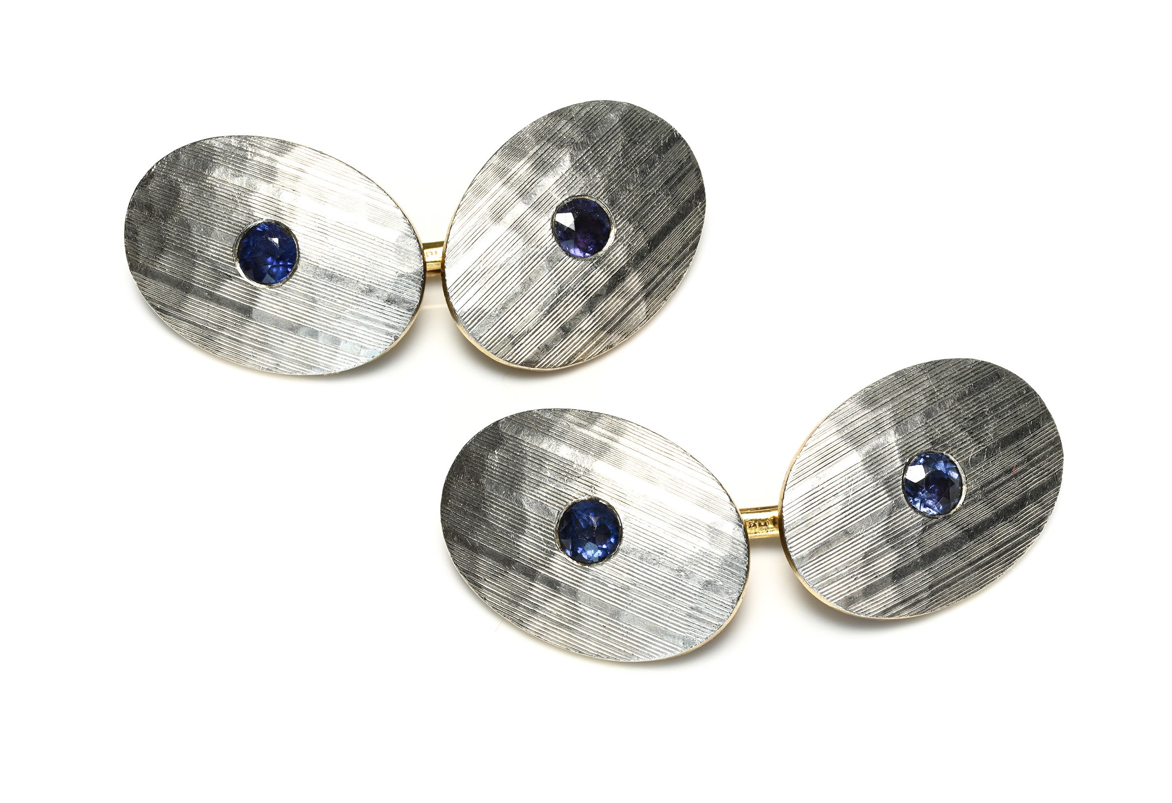 Antique Edwardian Platinum Gold Sapphire Cufflinks 