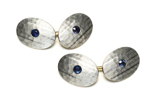 Antique Edwardian Platinum Gold Sapphire Cufflinks