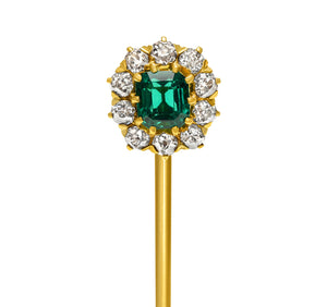 Antique Tiffany & Co. Emerald and Diamond Gold Stick Pin
