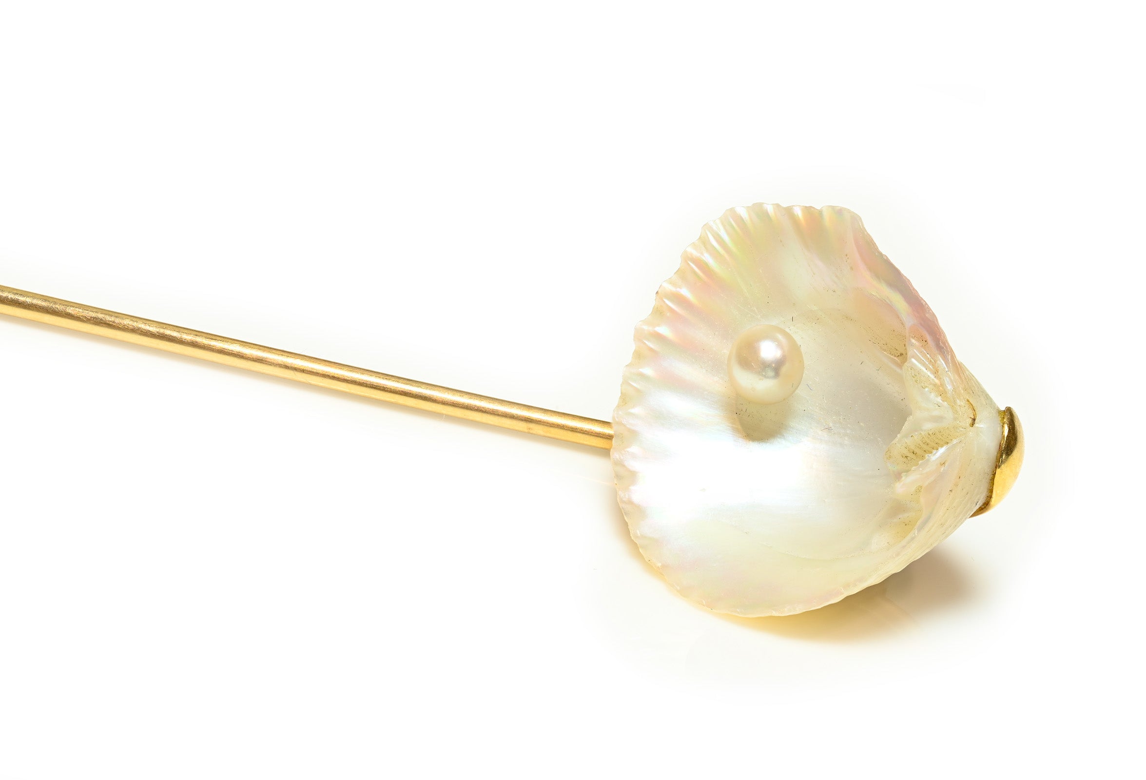 Tiffany Co. Seashell Pearl 18K Gold Stick Pin
